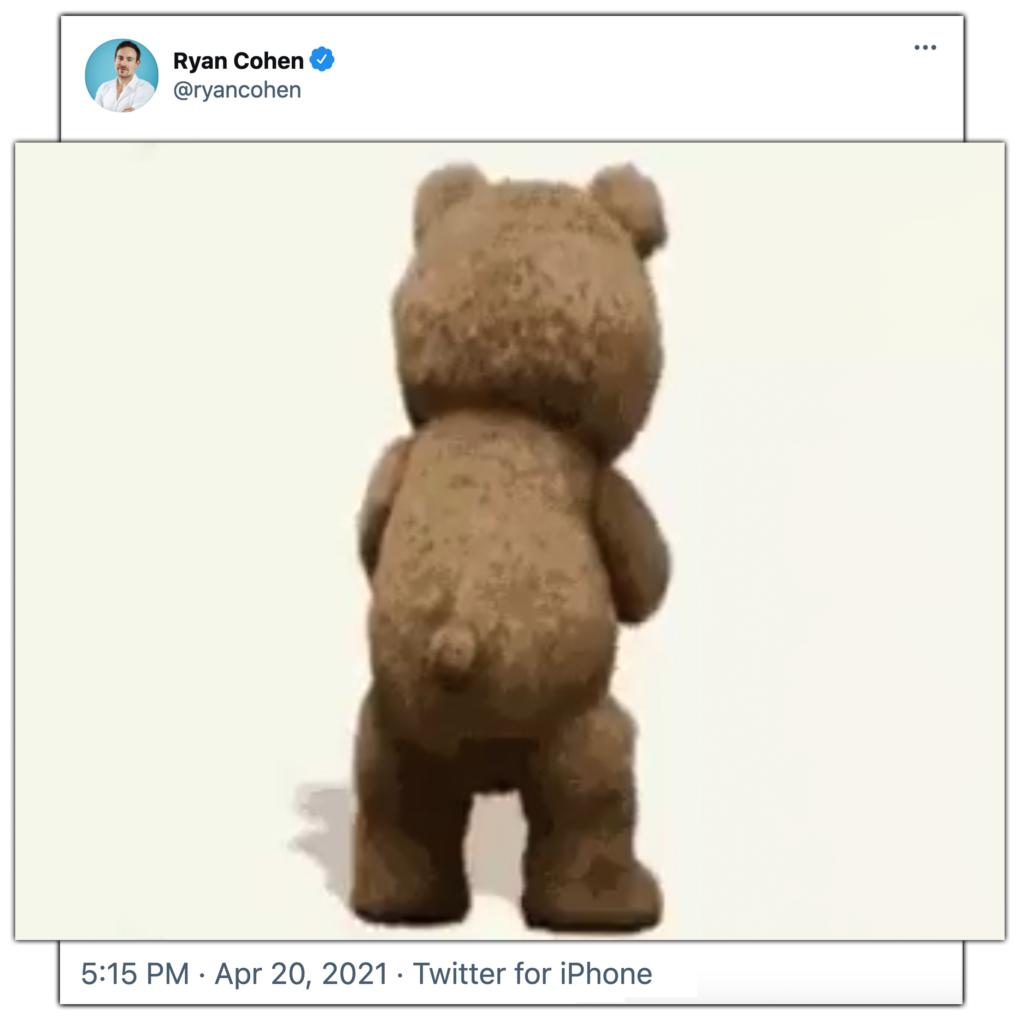 Ryan Cohen Tweets Bear Jerking Off GameStop Due Diligence • GMEdd