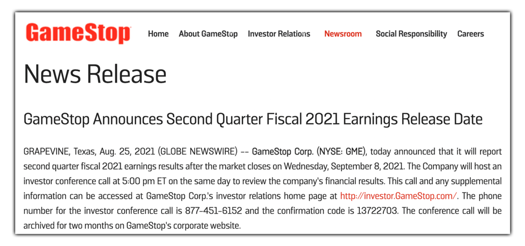GameStop Announces Q2 2021 Earnings Date GameStop Due Diligence