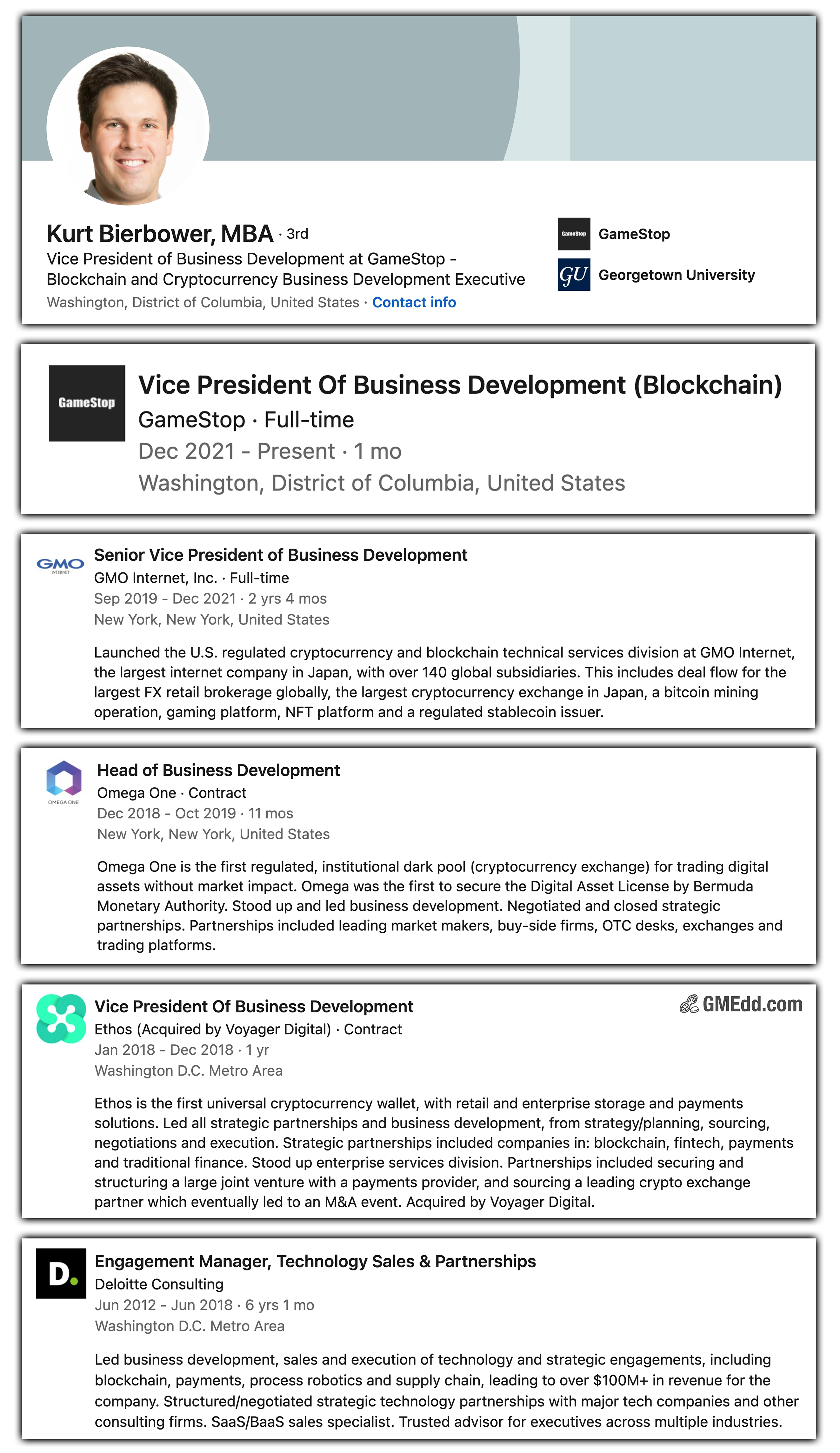 GameStop (GME) Head of Blockchain Matt Finestone leaves company