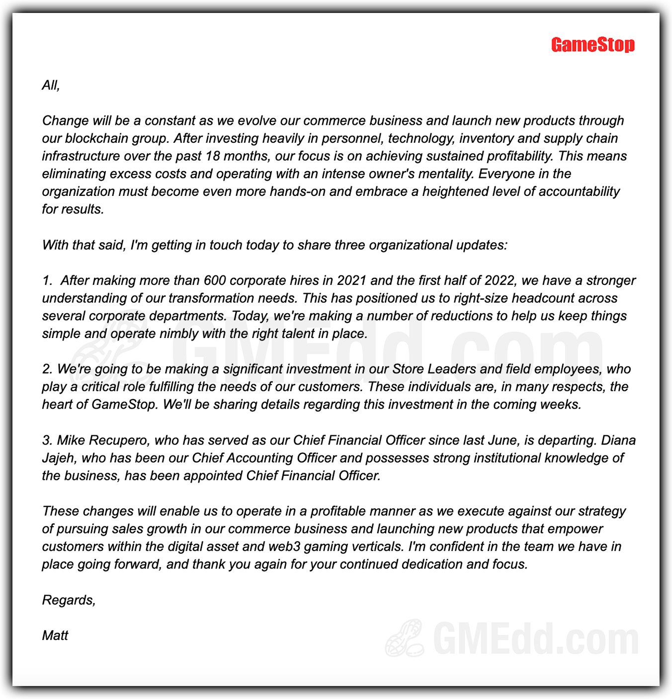 Joe Fonicello GameStop Due Diligence •